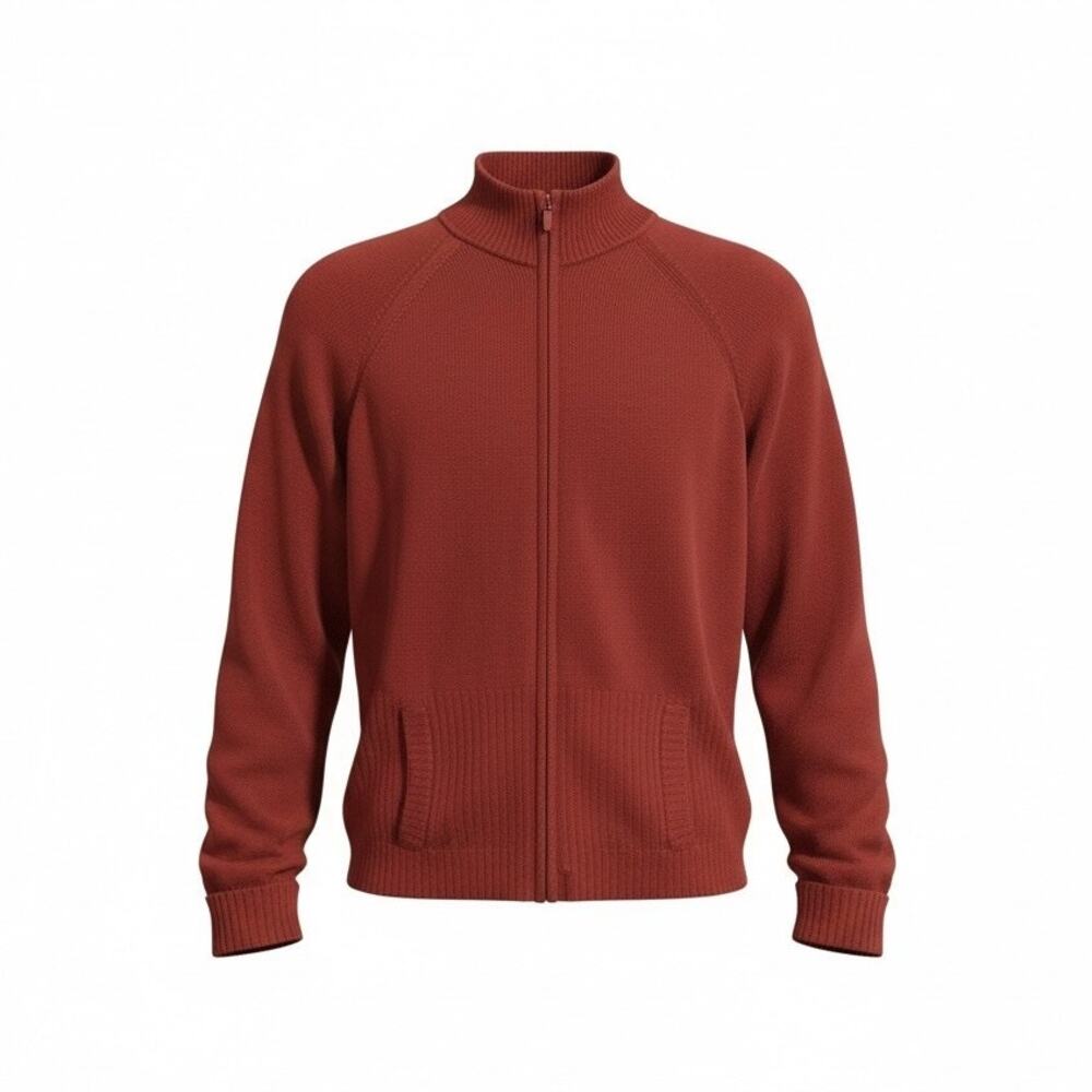 Covington Full Zipper Sweater Jacket Burnt Orange Size Large